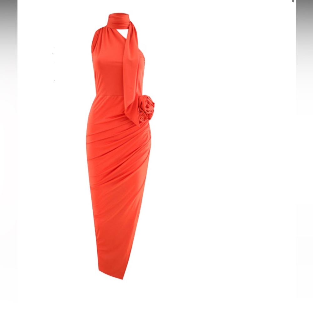 LORA Elegant Orange Evening Dress
